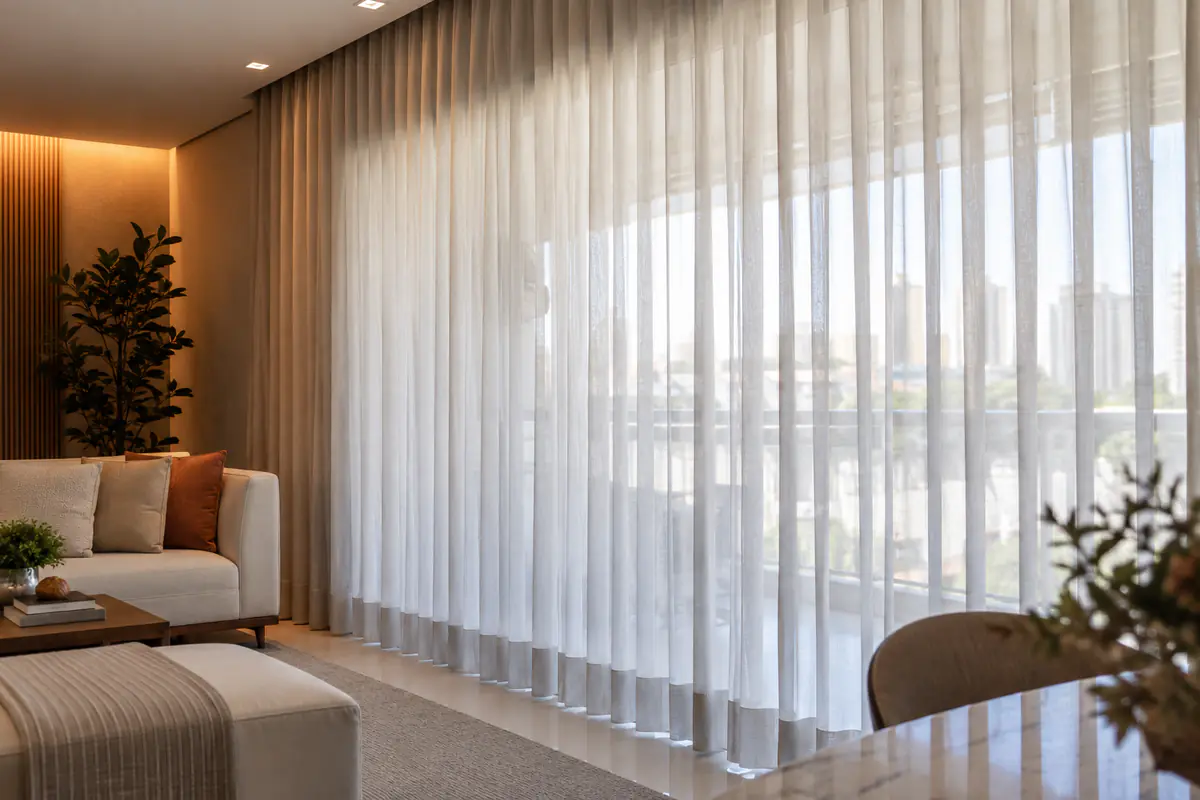 Detalhe do acabamento de Instalação de Cortinas realizado em Campinas
