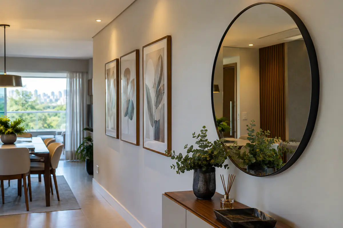 Detalhe do acabamento de Instalação de Quadros e Espelhos realizado em Campinas