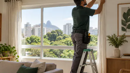 Serviço de instalação de cortinas realizado por marido de aluguel em Campinas