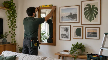 Serviço de instalação de quadros e espelhos realizado por marido de aluguel em Campinas